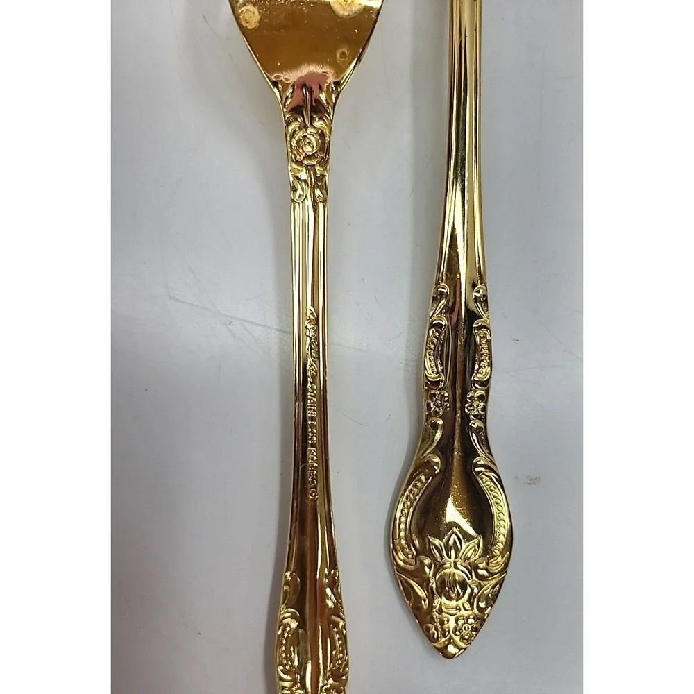 Rogers Co. Gold Plated Stainless Flatwear 19 pcs (missing‎ 1 salad fork)